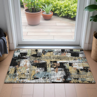 Piper Looms Chantille Abstract ACN2212 Black Machine Washable Area Rug Scatter Lifestyle Image Feature
