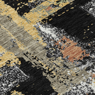 Piper Looms Chantille Abstract ACN2212 Black Machine Washable Area Rug Swatch Image