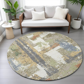 Piper Looms Chantille Abstract ACN2212 Ivory Machine Washable Area Rug Round Lifestyle Image Feature