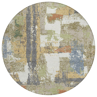 Piper Looms Chantille Abstract ACN2212 Ivory Machine Washable Area Rug Round Main Image