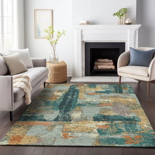 Piper Looms Chantille Abstract ACN2212 Seafoam Machine Washable Area Rug Lifestyle Image Feature