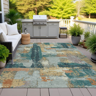 Piper Looms Chantille Abstract ACN2212 Seafoam Machine Washable Area Rug Outdoor Lifestyle Image Feature