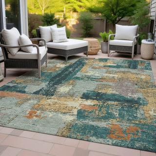 Piper Looms Chantille Abstract ACN2212 Seafoam Machine Washable Area Rug Outdoor Lifestyle Image Feature