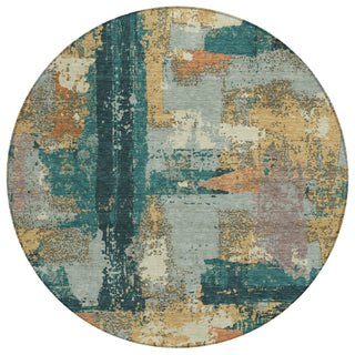 Piper Looms Chantille Abstract ACN2212 Seafoam Machine Washable Area Rug Round Main Image