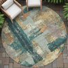 Piper Looms Chantille Abstract ACN2212 Seafoam Machine Washable Area Rug Round Outdoor Lifestyle Image Feature