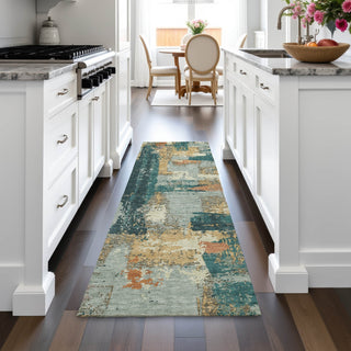 Piper Looms Chantille Abstract ACN2212 Seafoam Machine Washable Area Rug Runner Lifestyle Image Feature