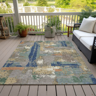 Piper Looms Chantille Abstract ACN2212 Taupe Machine Washable Area Rug Outdoor Lifestyle Image Feature