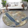 Piper Looms Chantille Abstract ACN2212 Taupe Machine Washable Area Rug Round Lifestyle Image Feature
