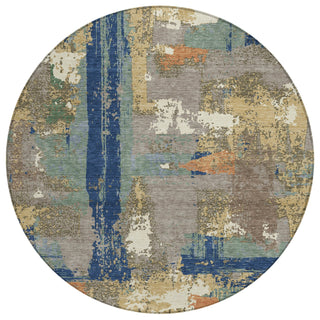 Piper Looms Chantille Abstract ACN2212 Taupe Machine Washable Area Rug Round Main Image
