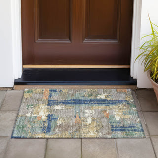 Piper Looms Chantille Abstract ACN2212 Taupe Machine Washable Area Rug Scatter Outdoor Lifestyle Image Feature