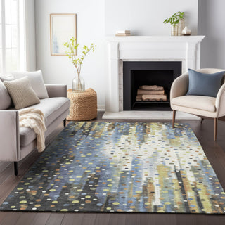 Piper Looms Chantille Geometric ACN2213 Denim Machine Washable Area Rug Lifestyle Image Feature