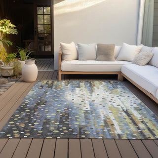 Piper Looms Chantille Geometric ACN2213 Denim Machine Washable Area Rug Outdoor Lifestyle Image Feature