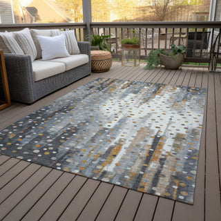 Piper Looms Chantille Geometric ACN2213 Gray Machine Washable Area Rug Outdoor Lifestyle Image Feature