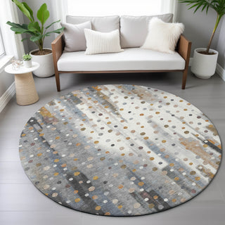 Piper Looms Chantille Geometric ACN2213 Gray Machine Washable Area Rug Round Lifestyle Image Feature
