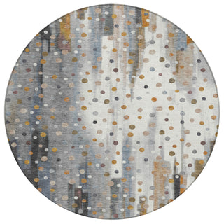 Piper Looms Chantille Geometric ACN2213 Gray Machine Washable Area Rug Round Main Image