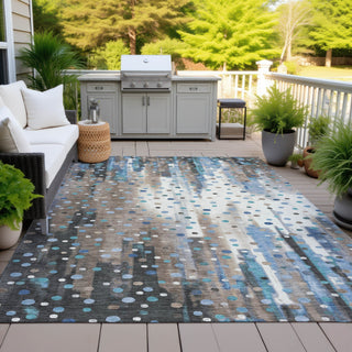Piper Looms Chantille Geometric ACN2213 Taupe Machine Washable Area Rug Outdoor Lifestyle Image Feature