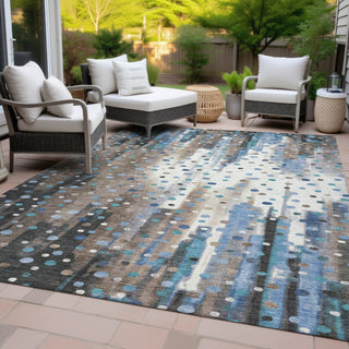 Piper Looms Chantille Geometric ACN2213 Taupe Machine Washable Area Rug Outdoor Lifestyle Image Feature