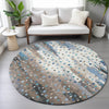 Piper Looms Chantille Geometric ACN2213 Taupe Machine Washable Area Rug Round Lifestyle Image Feature