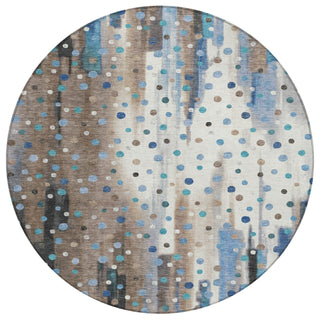 Piper Looms Chantille Geometric ACN2213 Taupe Machine Washable Area Rug Round Main Image