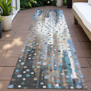Piper Looms Chantille Geometric ACN2213 Taupe Machine Washable Area Rug Runner Outdoor Lifestyle Image Feature