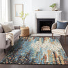 Piper Looms Chantille Geometric ACN2213 Teal Machine Washable Area Rug Lifestyle Image Feature