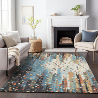 Piper Looms Chantille Geometric ACN2213 Teal Machine Washable Area Rug Lifestyle Image Feature