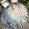Piper Looms Chantille Geometric ACN2213 Teal Machine Washable Area Rug Round Outdoor Lifestyle Image Feature