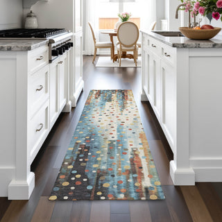 Piper Looms Chantille Geometric ACN2213 Teal Machine Washable Area Rug Runner Lifestyle Image Feature