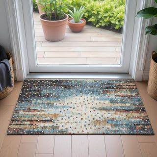 Piper Looms Chantille Geometric ACN2213 Teal Machine Washable Area Rug Scatter Lifestyle Image Feature