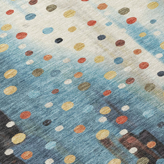 Piper Looms Chantille Geometric ACN2213 Teal Machine Washable Area Rug Swatch Image