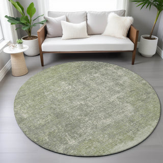 Piper Looms Chantille Stripes ACN2214 Aloe Machine Washable Area Rug Round Lifestyle Image Feature