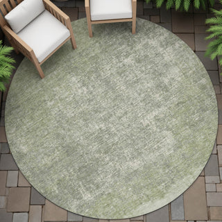 Piper Looms Chantille Stripes ACN2214 Aloe Machine Washable Area Rug Round Outdoor Lifestyle Image Feature