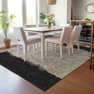 Piper Looms Chantille Stripes ACN2214 Black Machine Washable Area Rug Lifestyle Image Feature