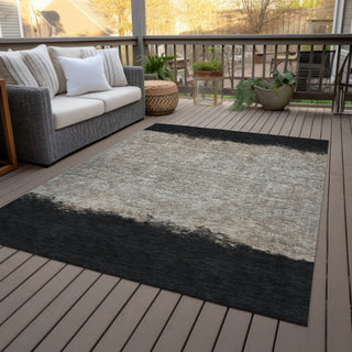 Piper Looms Chantille Stripes ACN2214 Black Machine Washable Area Rug Outdoor Lifestyle Image Feature