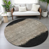 Piper Looms Chantille Stripes ACN2214 Black Machine Washable Area Rug Round Lifestyle Image Feature