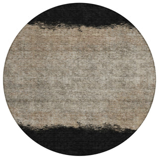 Piper Looms Chantille Stripes ACN2214 Black Machine Washable Area Rug Round Main Image