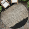 Piper Looms Chantille Stripes ACN2214 Black Machine Washable Area Rug Round Outdoor Lifestyle Image Feature