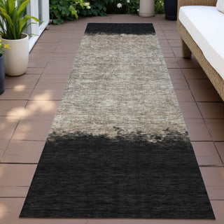 Piper Looms Chantille Stripes ACN2214 Black Machine Washable Area Rug Runner Outdoor Lifestyle Image Feature