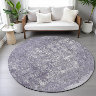 Piper Looms Chantille Stripes ACN2214 Lavender Machine Washable Area Rug Round Lifestyle Image Feature