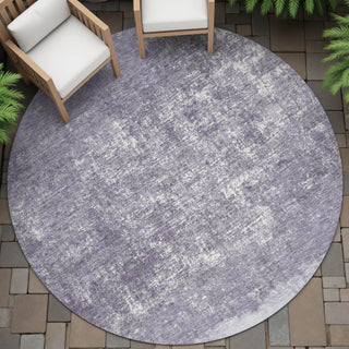 Piper Looms Chantille Stripes ACN2214 Lavender Machine Washable Area Rug Round Outdoor Lifestyle Image Feature