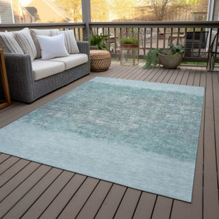 Piper Looms Chantille Stripes ACN2214 Teal Machine Washable Area Rug Outdoor Lifestyle Image Feature