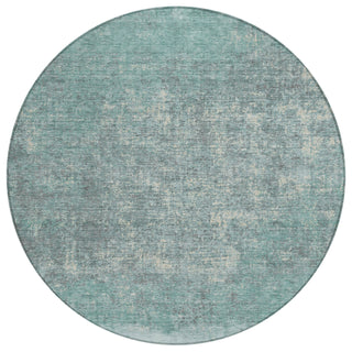 Piper Looms Chantille Stripes ACN2214 Teal Machine Washable Area Rug Round Main Image