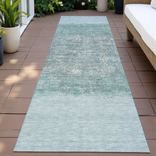Piper Looms Chantille Stripes ACN2214 Teal Machine Washable Area Rug Runner Outdoor Lifestyle Image Feature