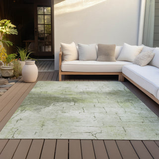 Piper Looms Chantille Geometric ACN2215 Aloe Machine Washable Area Rug Outdoor Lifestyle Image Feature