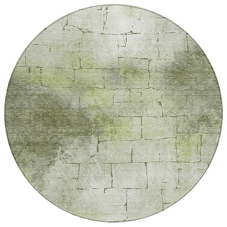 Piper Looms Chantille Geometric ACN2215 Aloe Machine Washable Area Rug Round Main Image