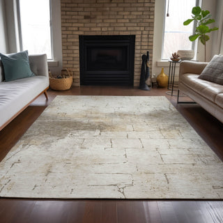 Piper Looms Chantille Geometric ACN2215 Beige Machine Washable Area Rug Lifestyle Image Feature
