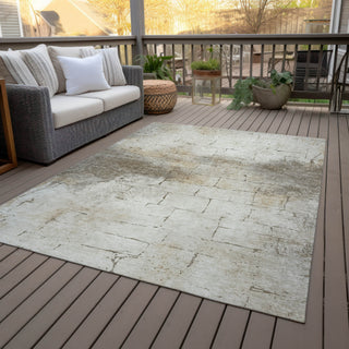 Piper Looms Chantille Geometric ACN2215 Beige Machine Washable Area Rug Outdoor Lifestyle Image Feature