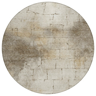 Piper Looms Chantille Geometric ACN2215 Beige Machine Washable Area Rug Round Main Image