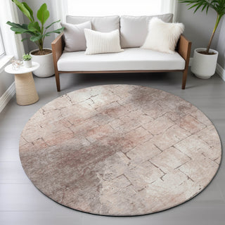 Piper Looms Chantille Geometric ACN2215 Coral Machine Washable Area Rug Round Lifestyle Image Feature