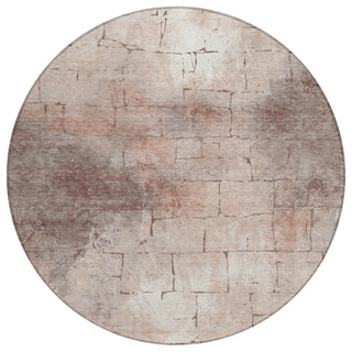Piper Looms Chantille Geometric ACN2215 Coral Machine Washable Area Rug Round Main Image